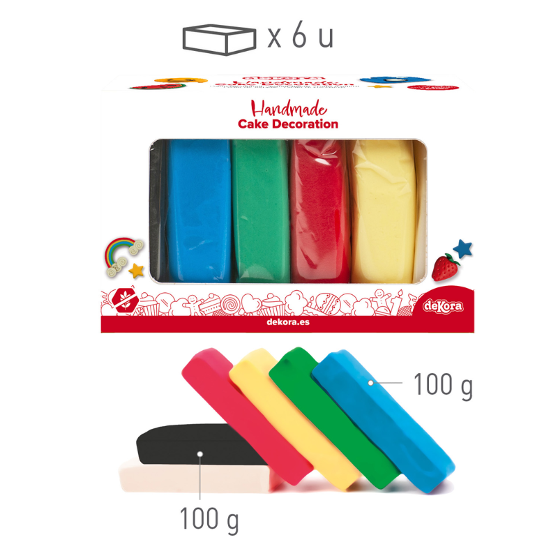 PACK DE FONDANT 6 COLORES PRIMARIOS 600GR