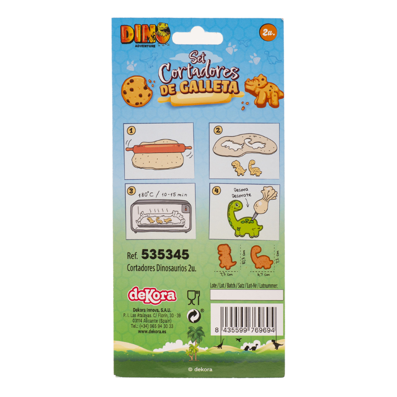 CORTADORES PARA GALLETAS DE DINOSAURIOS - 2 UD