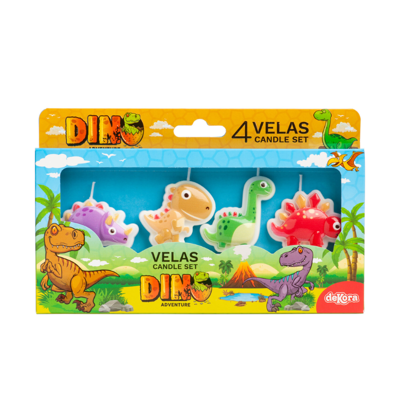 VELAS TARTA CUMPLEAÑOS DINOSAURIOS 4UD