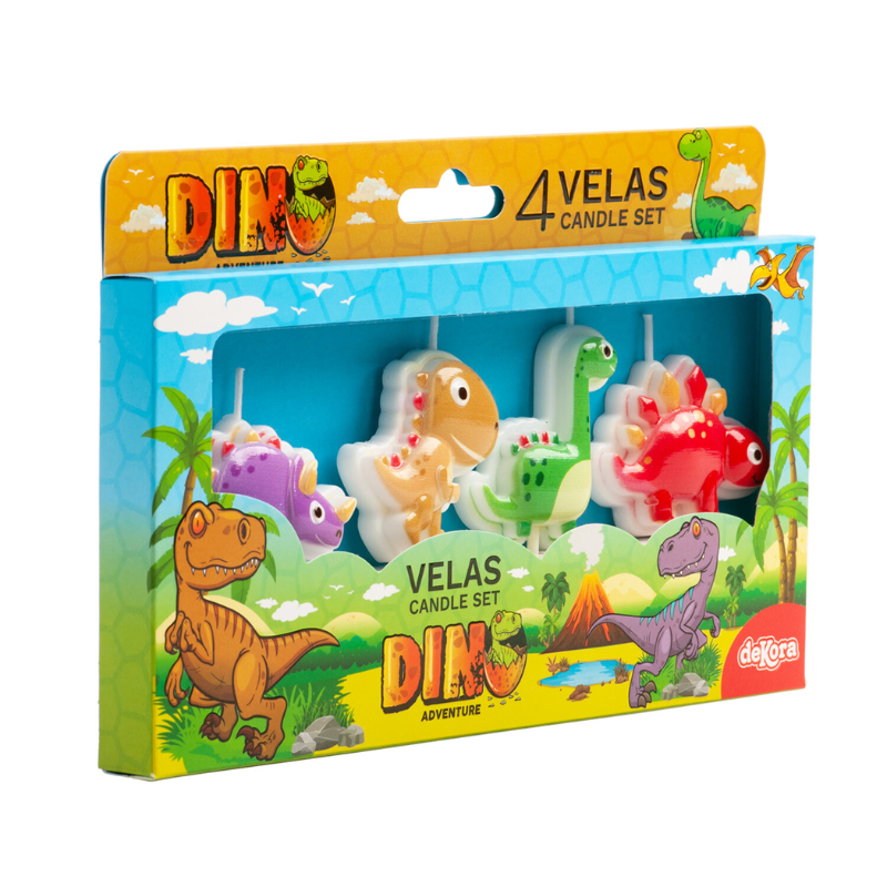 VELAS TARTA CUMPLEAÑOS DINOSAURIOS 4UD