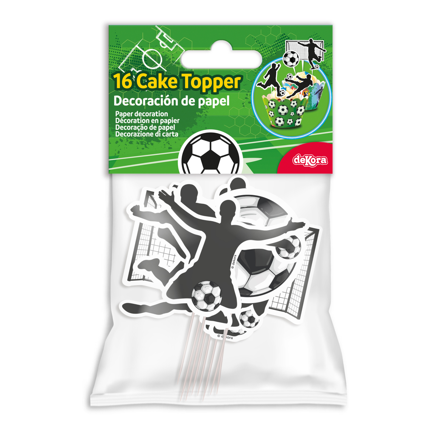 CUPCAKE TOPPERS PAPEL FÚTBOL 16 UNIDADES