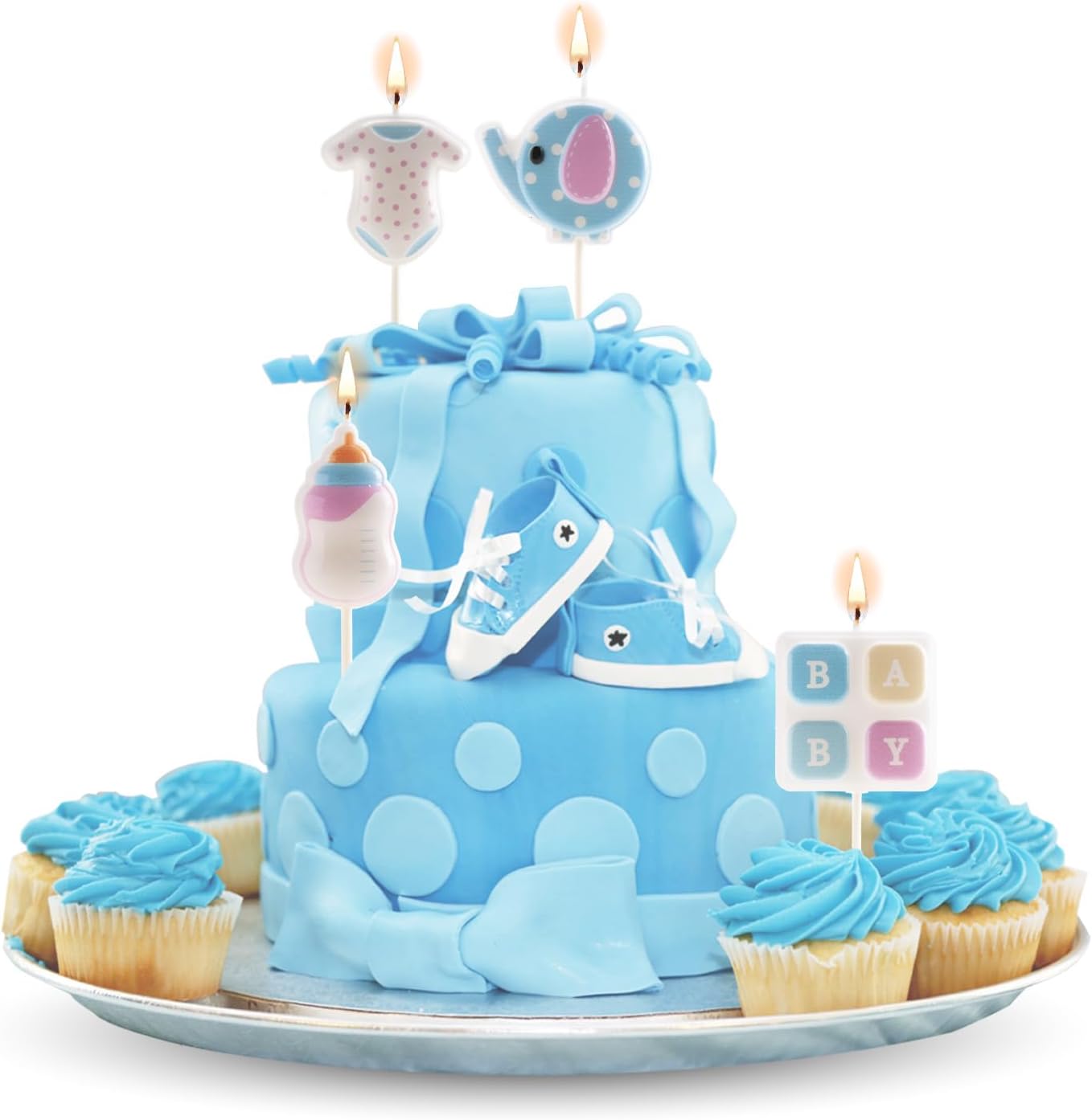 Kit Fiesta Bebe Rosa: Velas Bebé + Vela 1 año