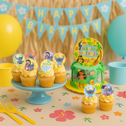 MINI DISCOS DE OBLEA DE STITCH REDONDOS DE 3,4CM