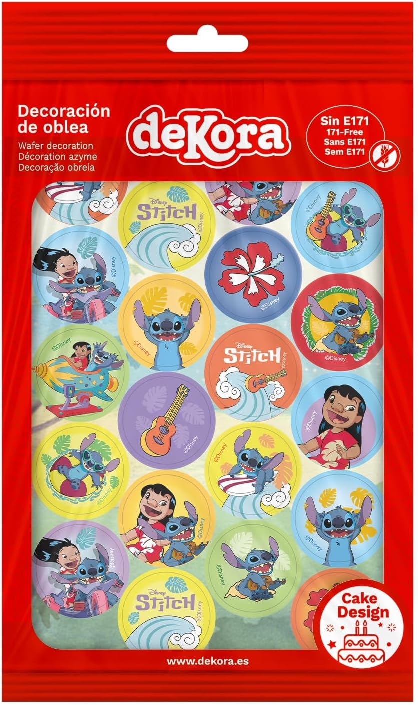 MINI DISCOS DE OBLEA DE STITCH REDONDOS DE 3,4CM