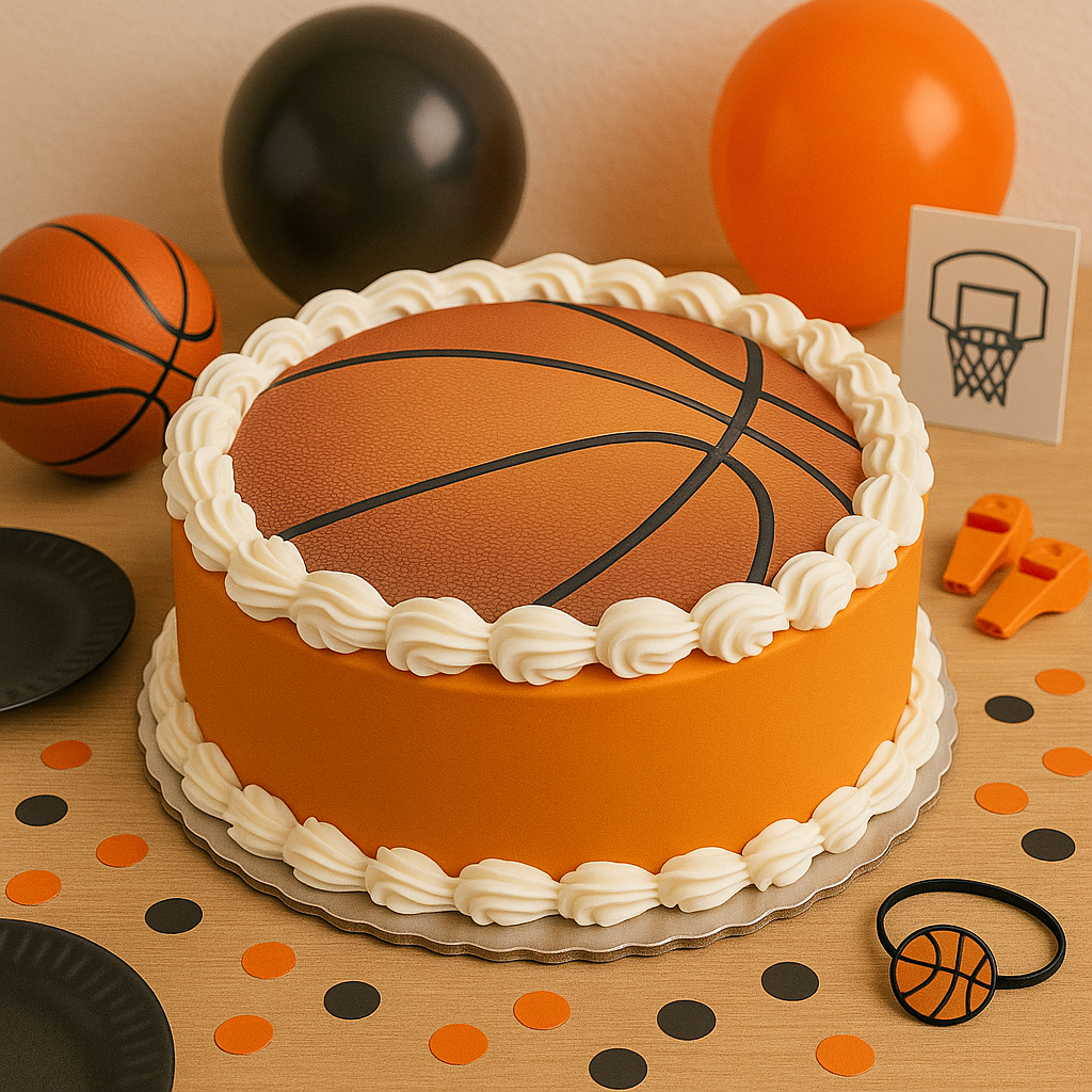 OBLEA PARA TARTAS DE BALON DE BALONCESTO REDONDA DE 20CM