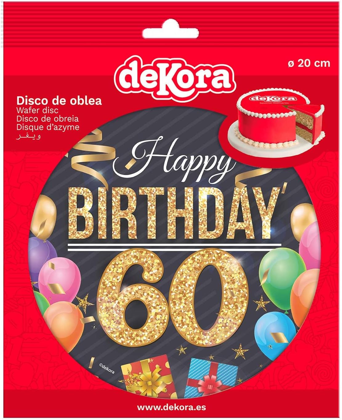 OBLEA PARA TARTAS DE 60 CUMPLEAÑOS REDONDA DE 20CM