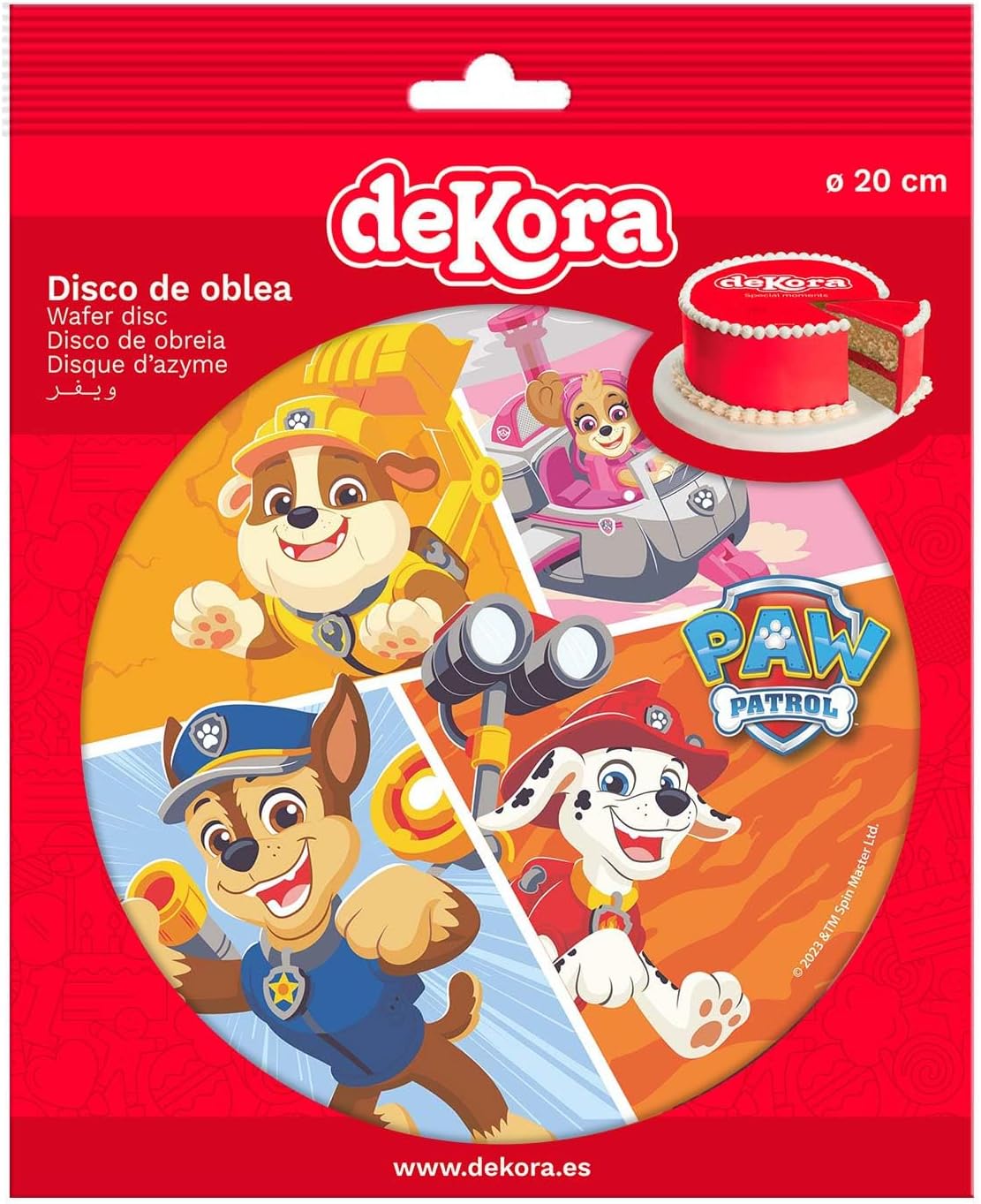 OBLEA PARA TARTAS DE PATRULLA CANINA REDONDA DE 20CM