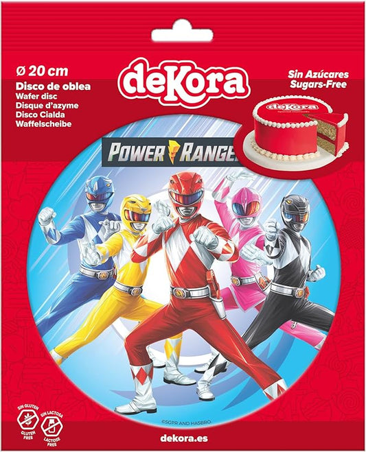 OBLEA PARA TARTAS DE POWER RANGERS REDONDA DE 20CM