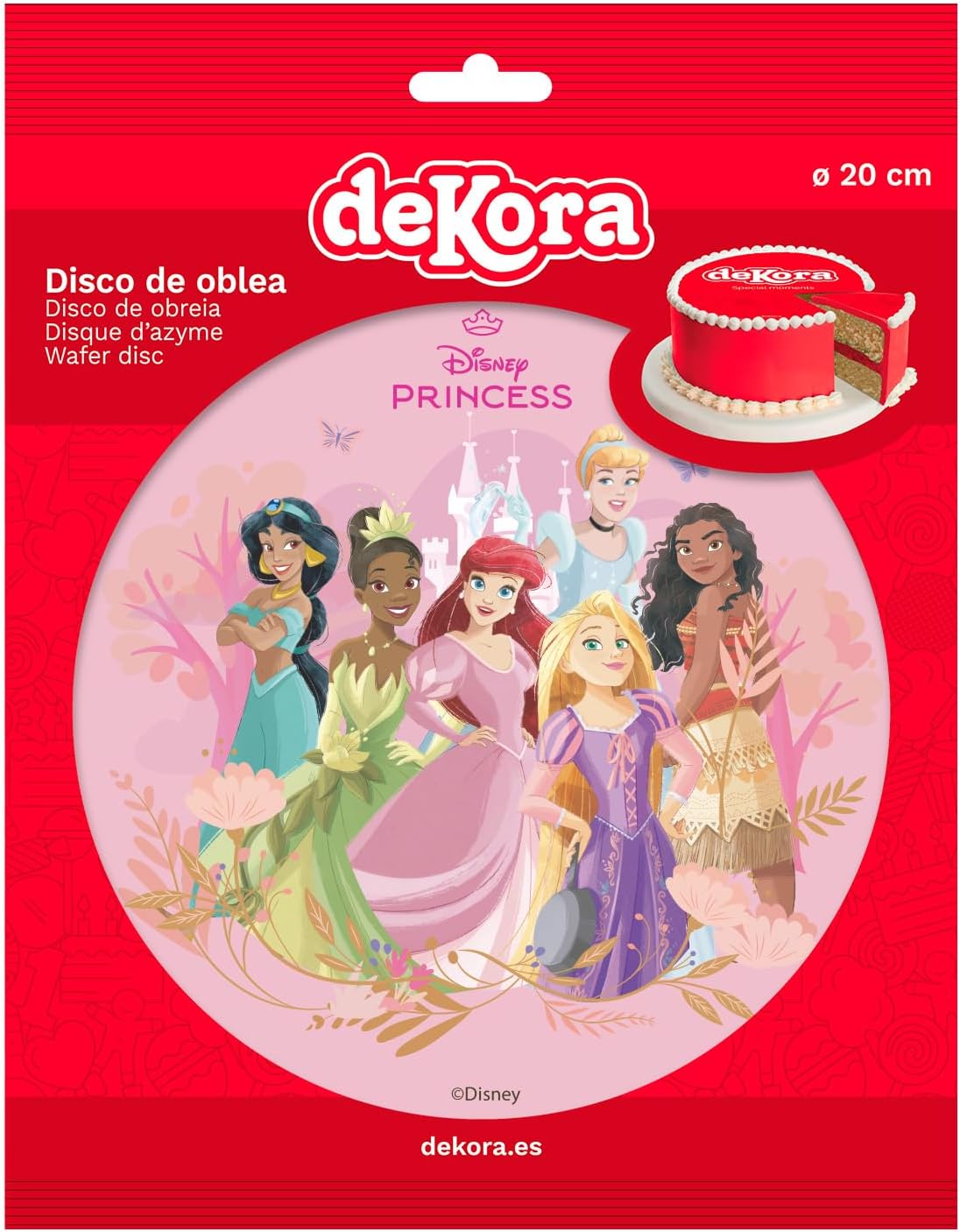 OBLEA PARA TARTAS DE PRINCESAS REDONDA DE 20CM