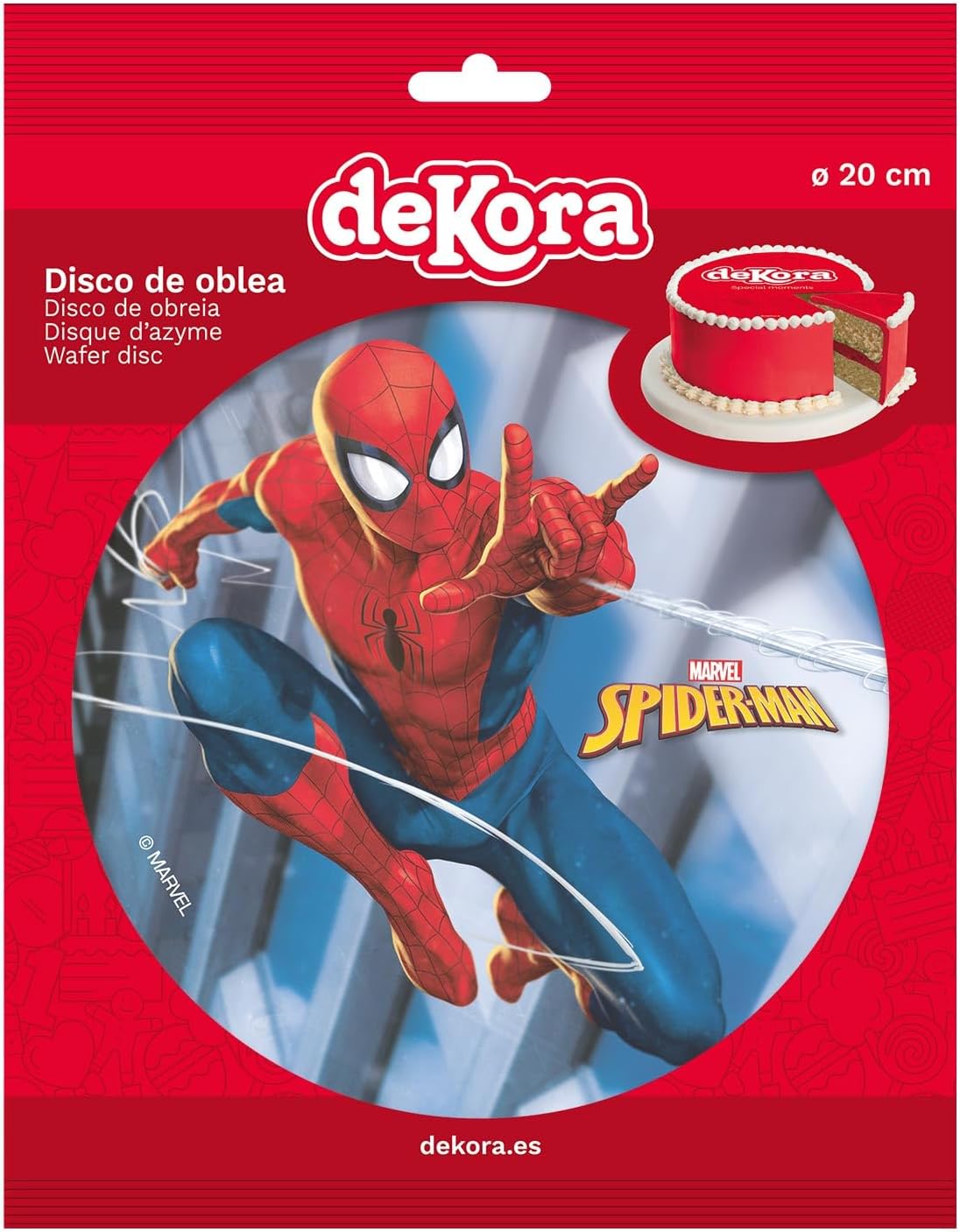 OBLEA PARA TARTAS DE SPIDERMAN REDONDA DE 20CM