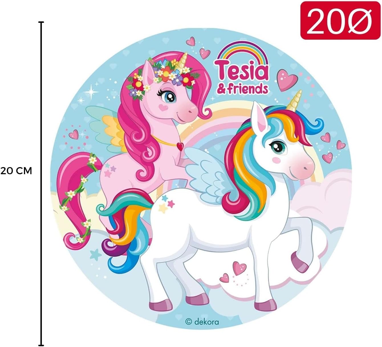 OBLEA PARA TARTAS DE UNICORNIO REDONDA DE 20CM