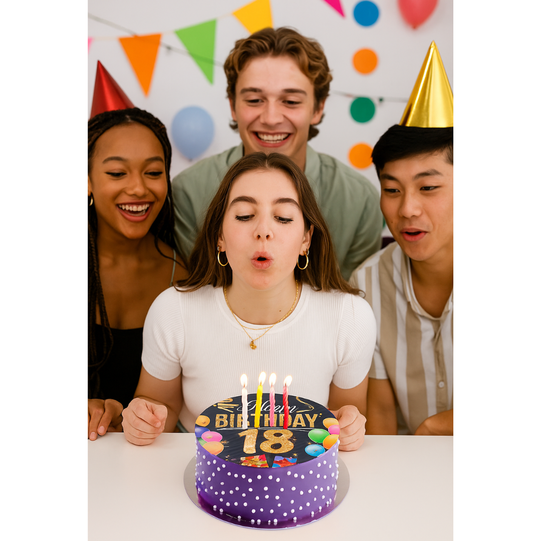OBLEA PARA TARTAS DE 18 CUMPLEAÑOS REDONDA DE 20CM