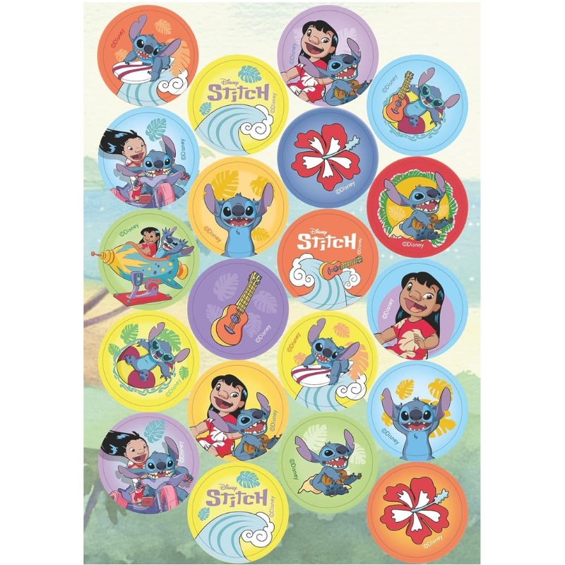 MINI DISCOS DE OBLEA DE STITCH REDONDOS DE 3,4CM
