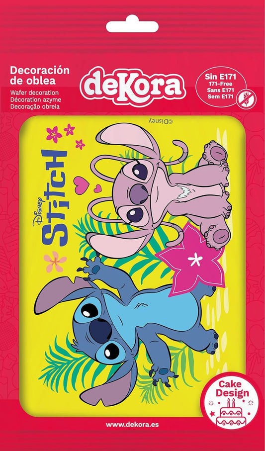 OBLEA PARA TARTAS DE STITCH RECTANGULAR DE 15X21CM