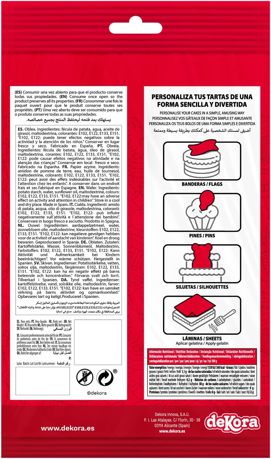 OBLEA PARA TARTAS DE SONIC RECTANGULAR 15X21CM