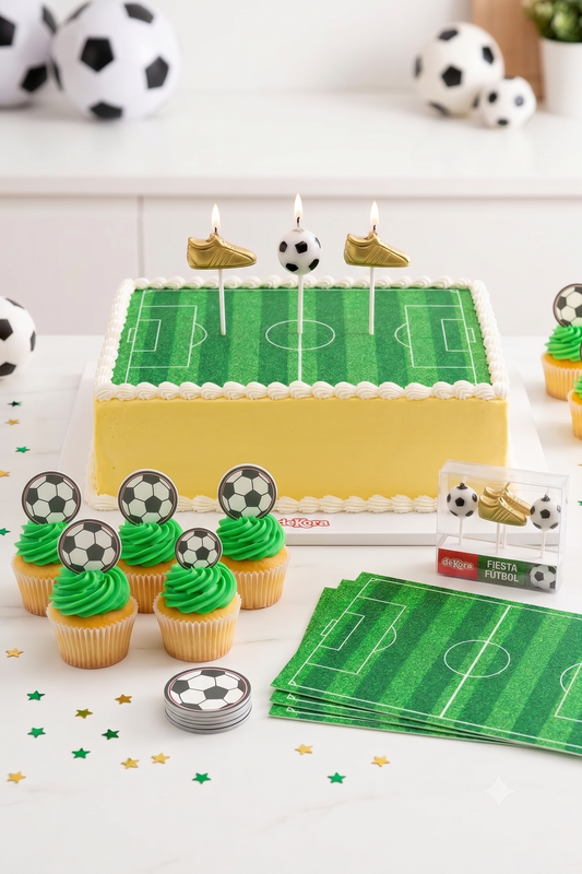 Kit Fiesta Fútbol: Velas + Oblea + Mini discos