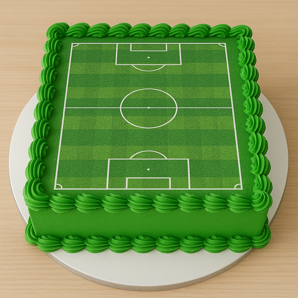 OBLEA PARA TARTAS DE CAMPO DE FUTBOL RECTANGULAR DE 15X21CM