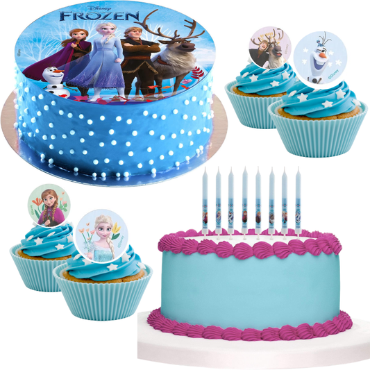 Kit Fiesta Frozen: Oblea + Velas + Mini Discos