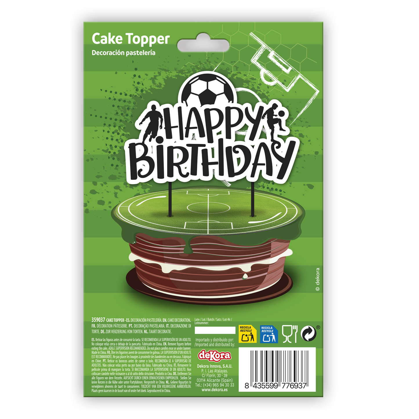 CAKE TOPPER PAPEL FÚTBOL NEGRO 17,5 CM