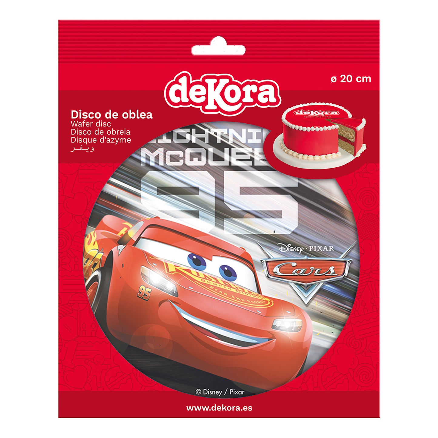 OBLEA PARA TARTAS DE CARS 3 REDONDA DE 20CM