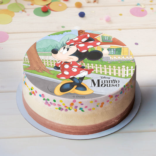 OBLEA PARA TARTAS DE MINNIE MOUSE REDONDA DE 20CM