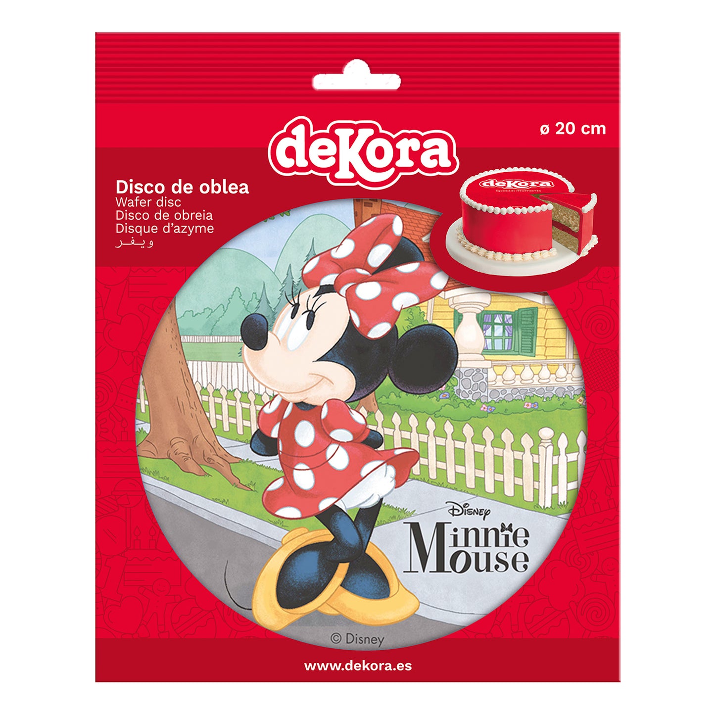OBLEA PARA TARTAS DE MINNIE MOUSE REDONDA DE 20CM