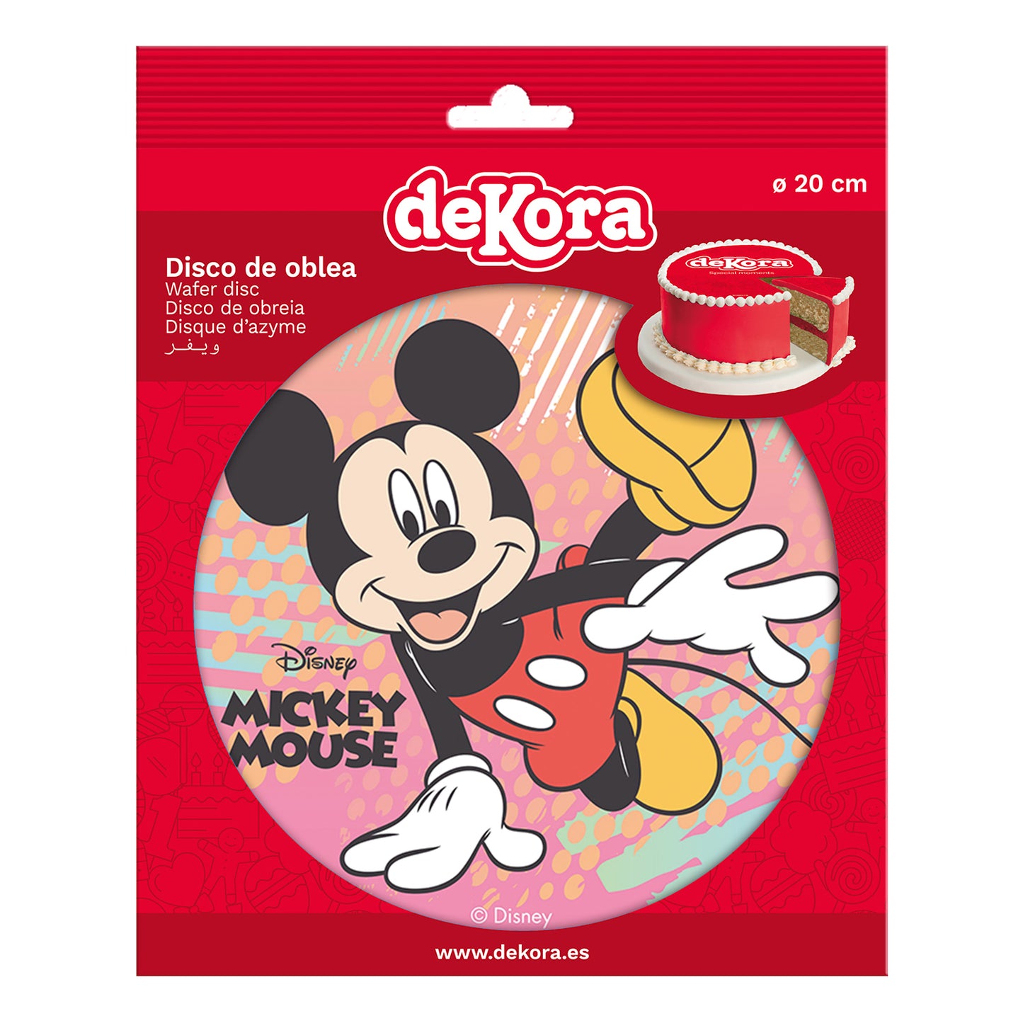 OBLEA PARA TARTAS DE MICKEY MOUSE REDONDA DE 20CM
