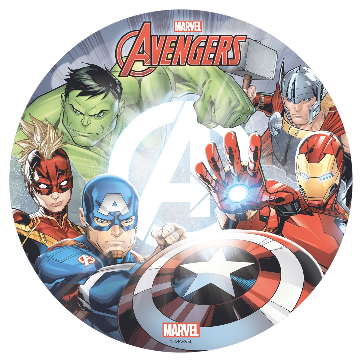 OBLEA PARA TARTAS DE LOS VENGADORES REDONDA DE 20CM