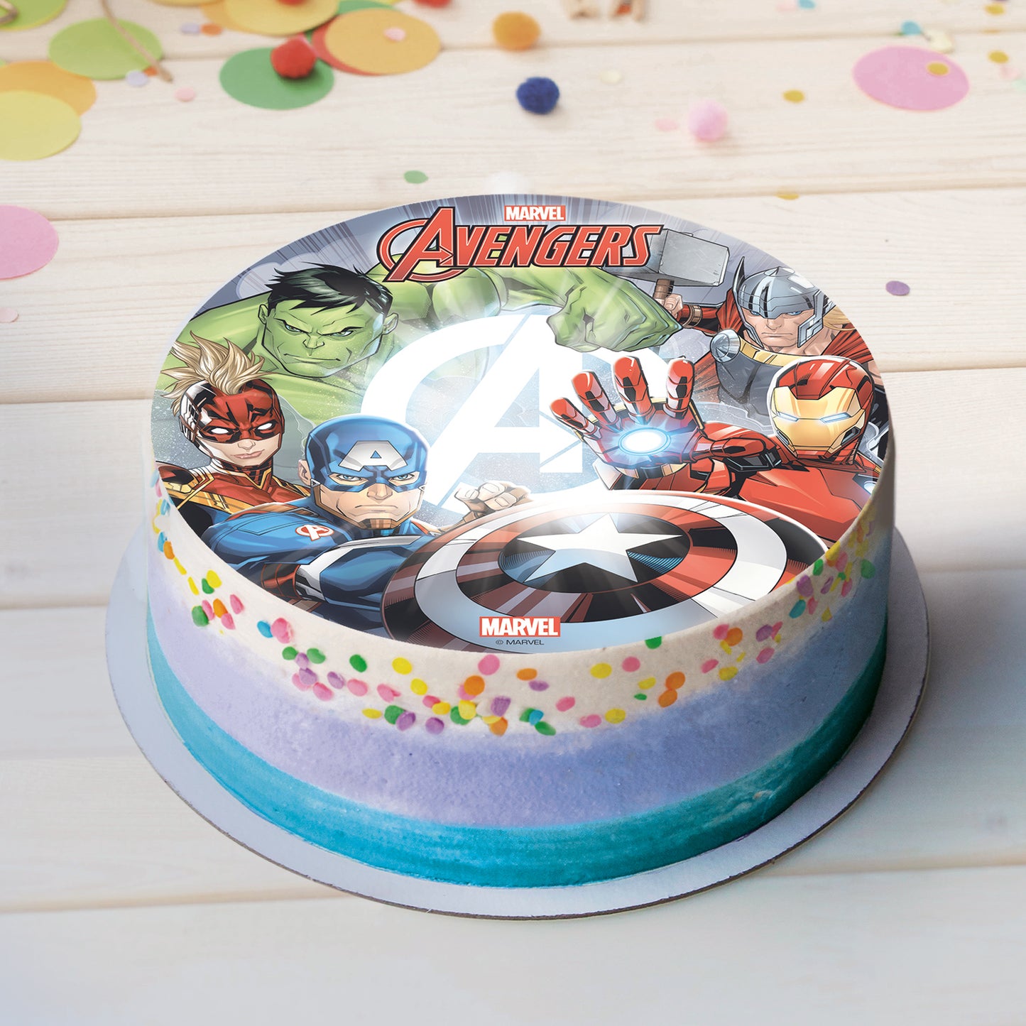 OBLEA PARA TARTAS DE LOS VENGADORES REDONDA DE 20CM