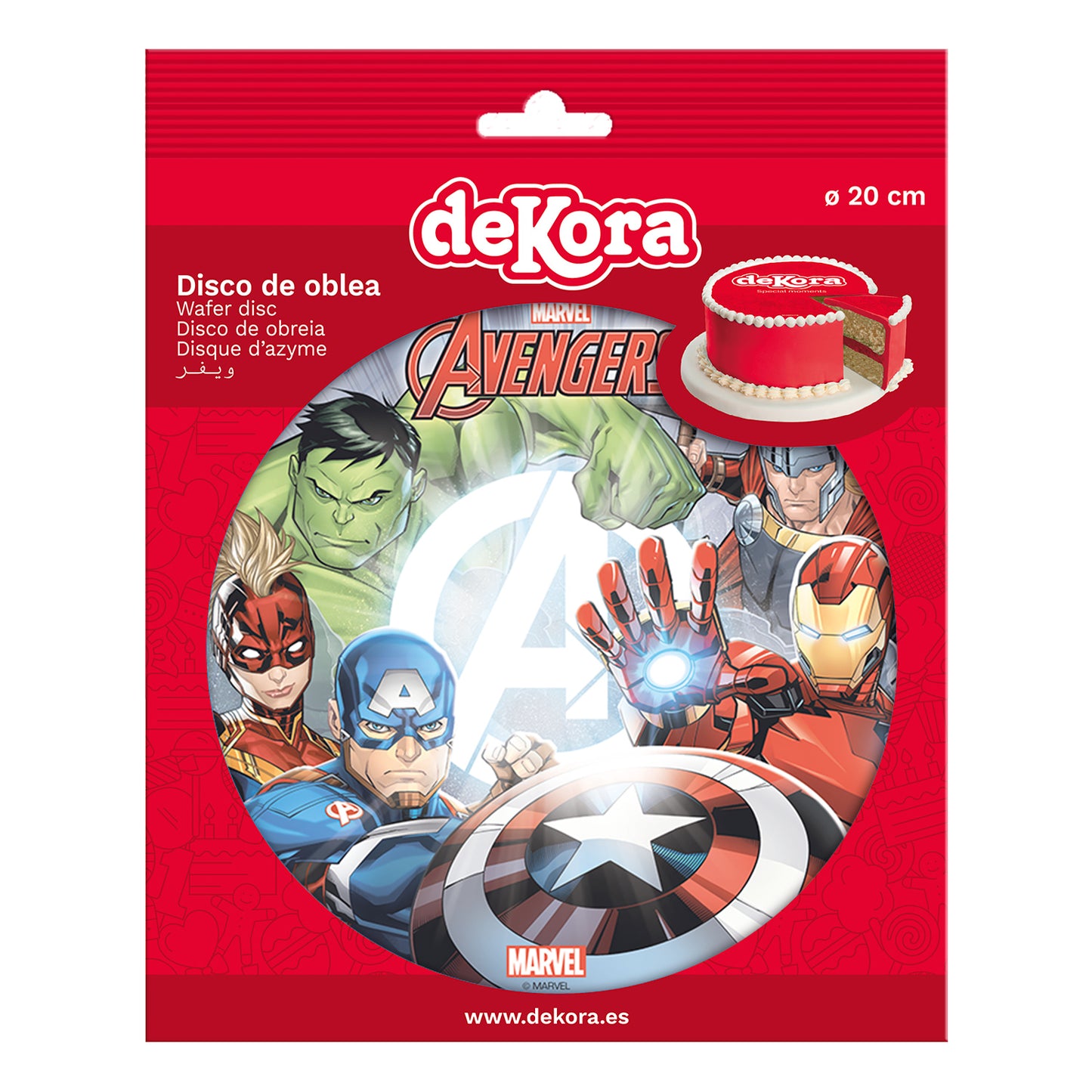 OBLEA PARA TARTAS DE LOS VENGADORES REDONDA DE 20CM
