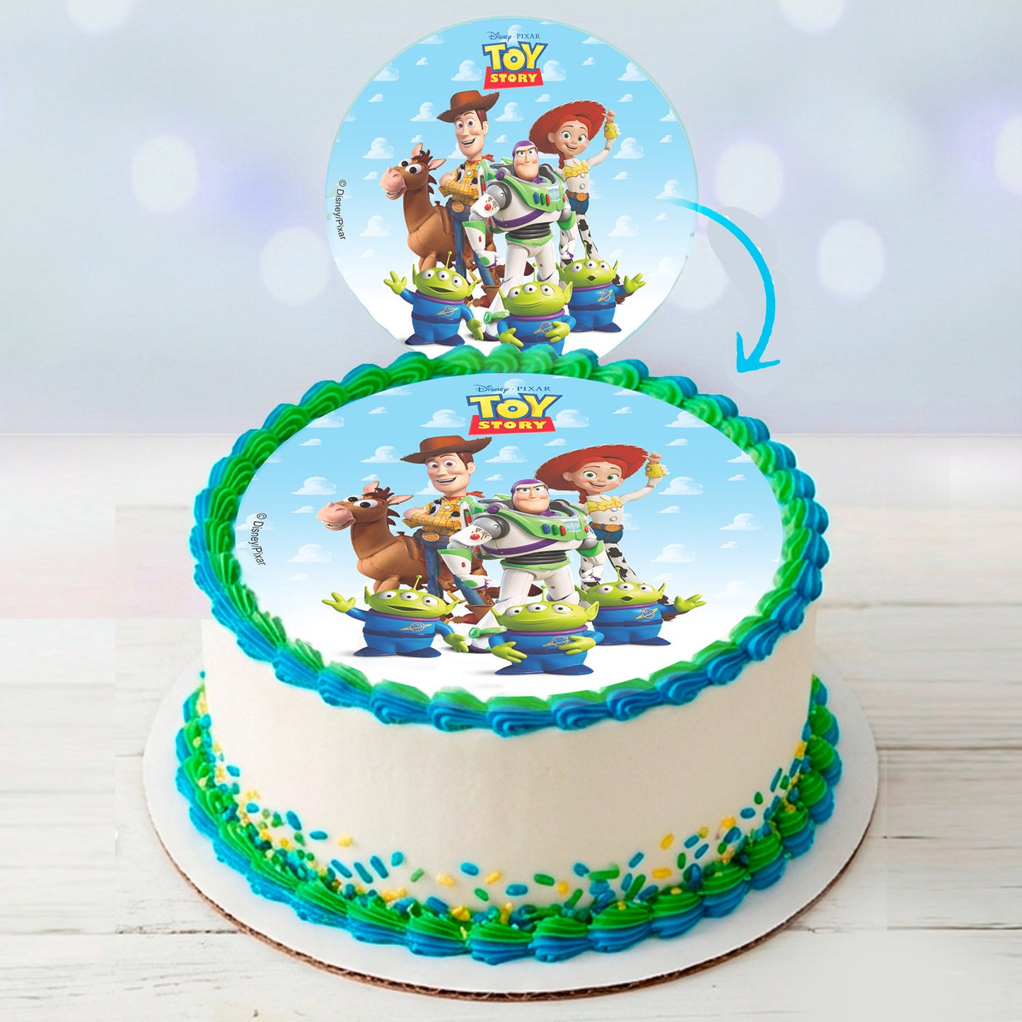 OBLEA PARA TARTAS DE TOY STORY REDONDA DE 20CM