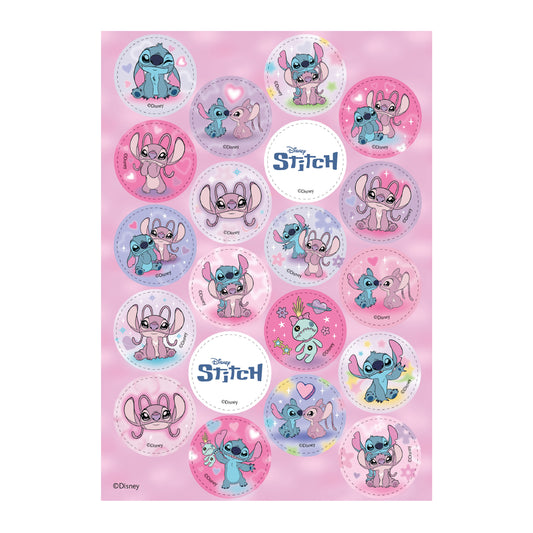 MINI DISCOS DE OBLEA DE STITCH & ANGEL REDONDOS DE 3,4CM