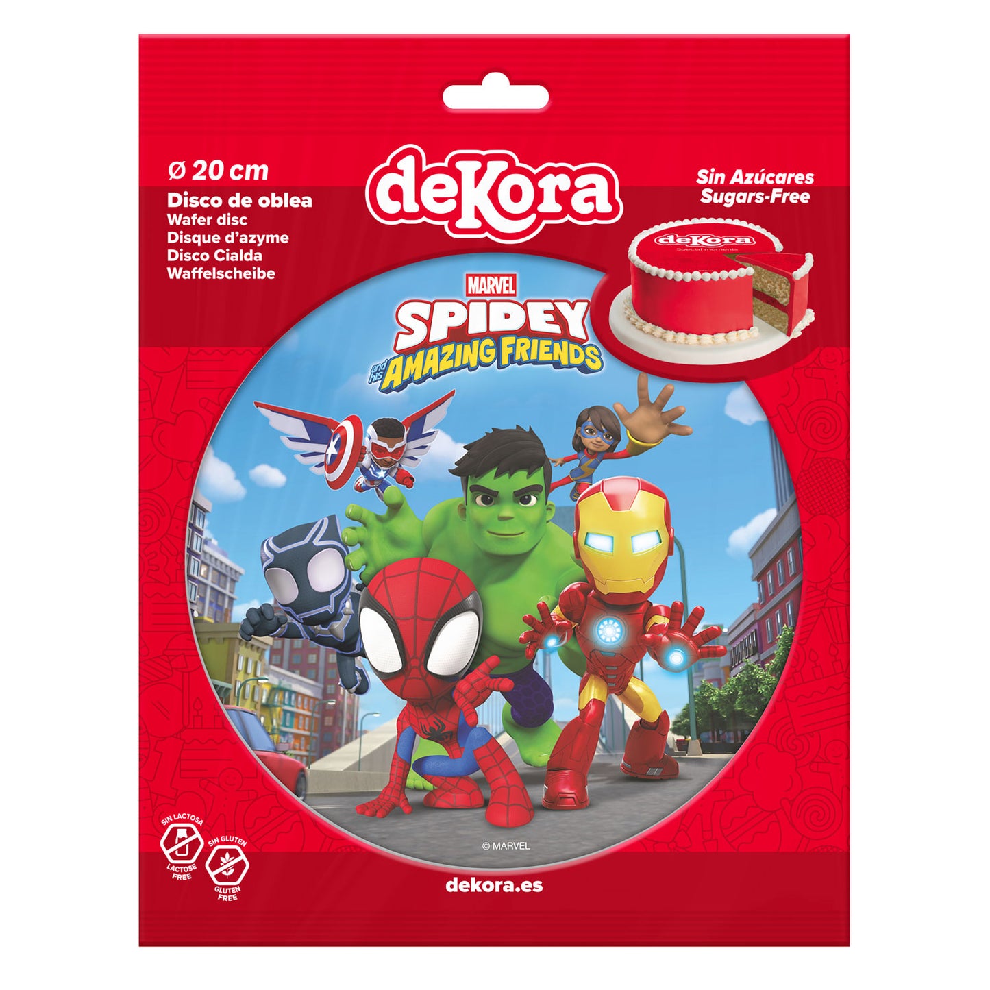 OBLEA PARA TARTAS DE SPIDEY SUPER EQUIPO REDONDA DE 20CM