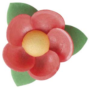FLORES DE OBLEA CON HOJA – COLORES SURTIDOS 4,5 CM