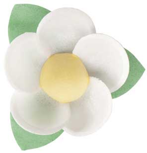FLORES DE OBLEA CON HOJA – COLORES SURTIDOS 4,5 CM