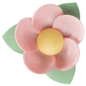 FLORES DE OBLEA CON HOJA – COLORES SURTIDOS 4,5 CM