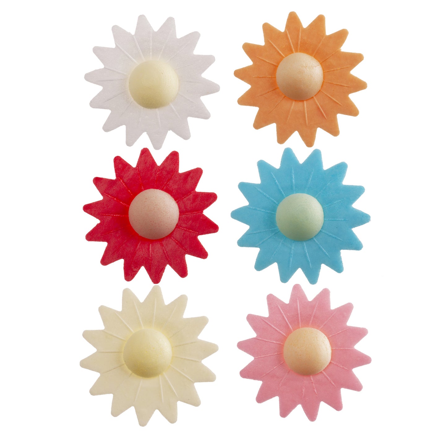 FLORES DE OBLEA COMESTIBLE MARGARITAS COLORES 4,5 CM x 100 UD