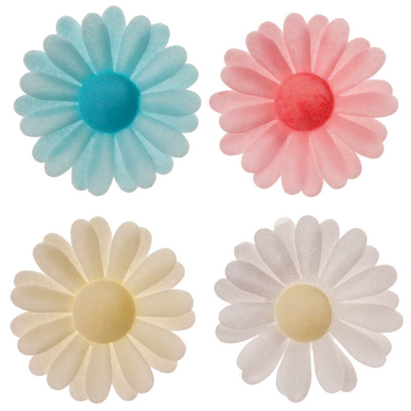 FLORES DE OBLEA COMESTIBLE MARGARITAS COLORES 4,5 CM x 150 UD
