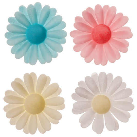 FLORES DE OBLEA COMESTIBLE MARGARITAS COLORES 4,5 CM x 150 UD