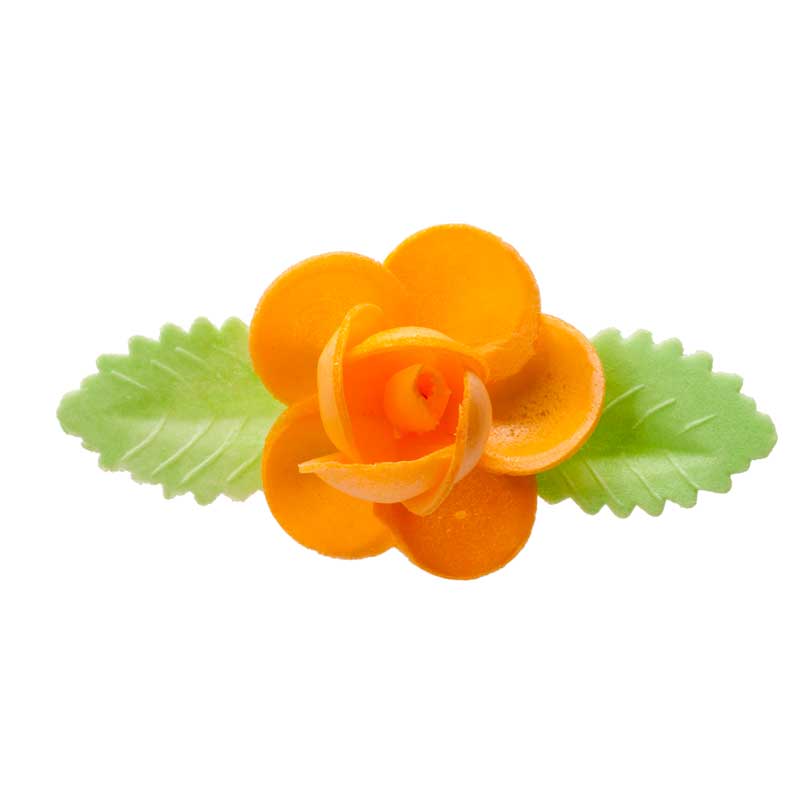 ROSAS DE OBLEA CON HOJAS 8,5 CM 50 UD