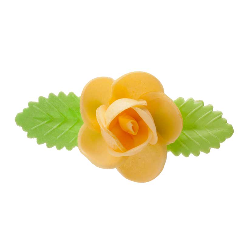 ROSAS DE OBLEA CON HOJAS 8,5 CM 50 UD