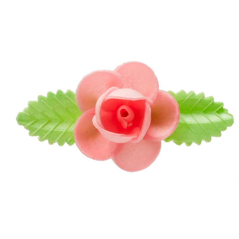 ROSAS DE OBLEA CON HOJAS 8,5 CM 50 UD