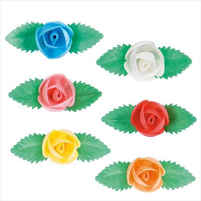 ROSAS DE OBLEA CON HOJAS 6,5 CM 80 UD