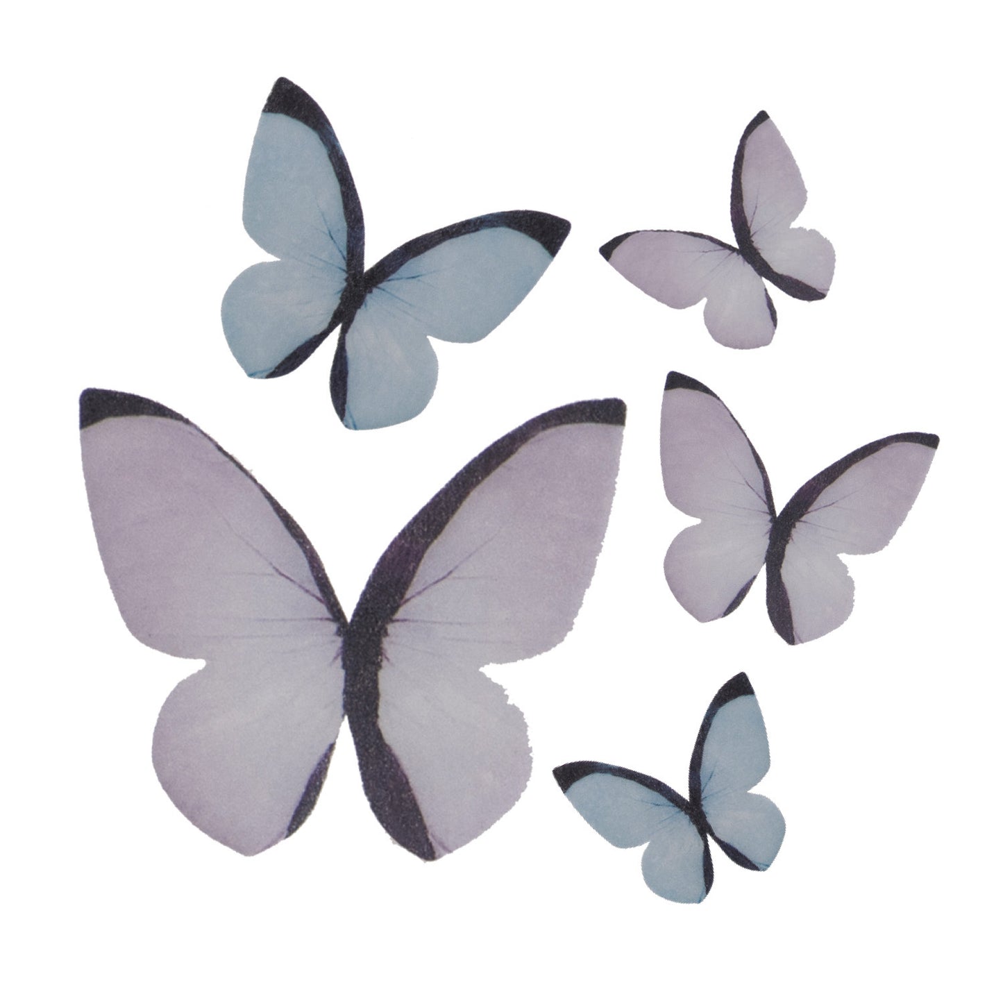 MARIPOSAS DE OBLEA COMESTIBLE SURTIDAS COLOR PASTEL 3-6 CM