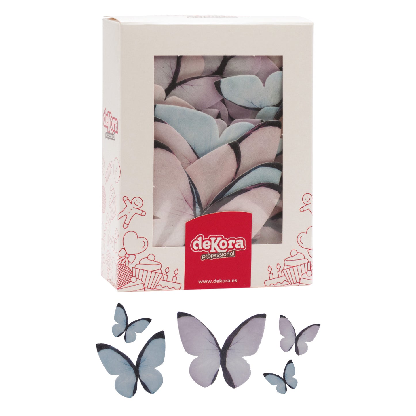 MARIPOSAS DE OBLEA COMESTIBLE SURTIDAS COLOR PASTEL 3-6 CM