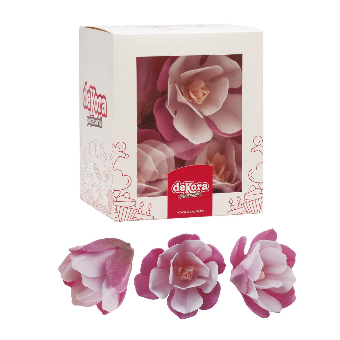 MAGNOLIAS DE OBLEA ROSA 5-7 CM 6 UD