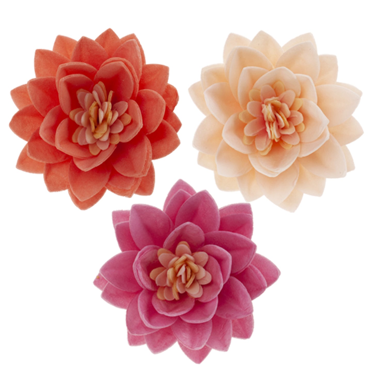 FLORES DE LOTO DE OBLEA 3 COLORES 7 CM 15 UD