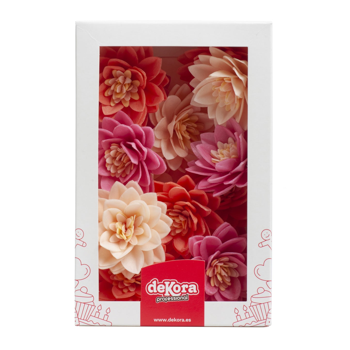 FLORES DE LOTO DE OBLEA 3 COLORES 7 CM 15 UD