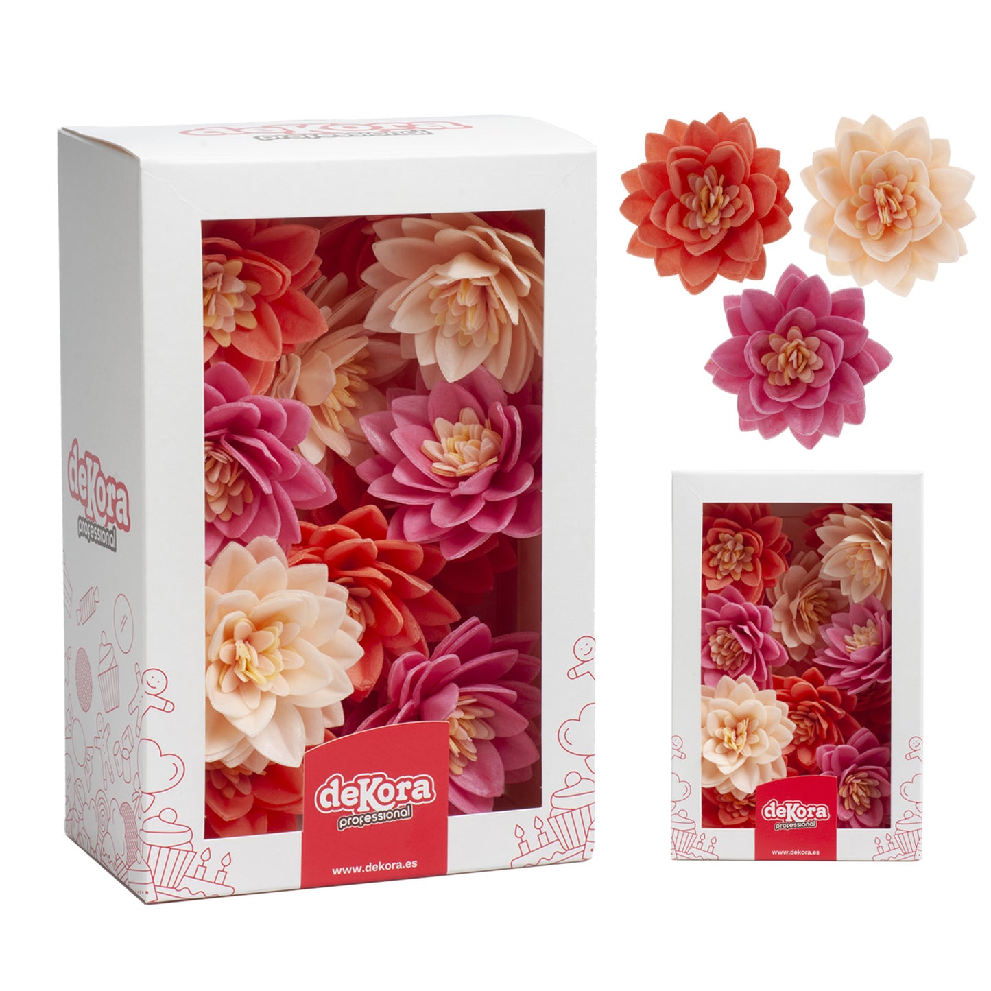FLORES DE LOTO DE OBLEA 3 COLORES 7 CM 15 UD