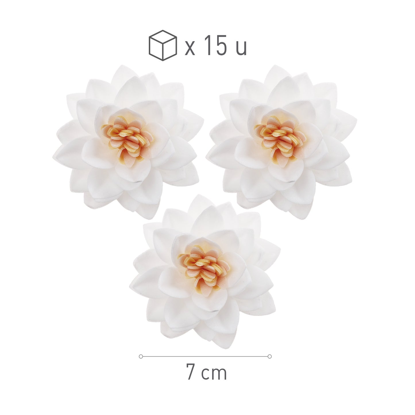 FLORES DE LOTO DE OBLEA BLANCAS 7 CM 15 UD